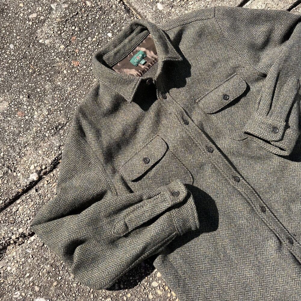 J Crew Oarsman Brushed Wool Herringbone Overshirt Jacket Shacket Mens XL READ